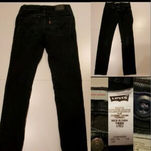 LEVI'S 110 ADJUSTABLE WAIST BLACK SKINNY JEANS 8 R Boys Girls Kids